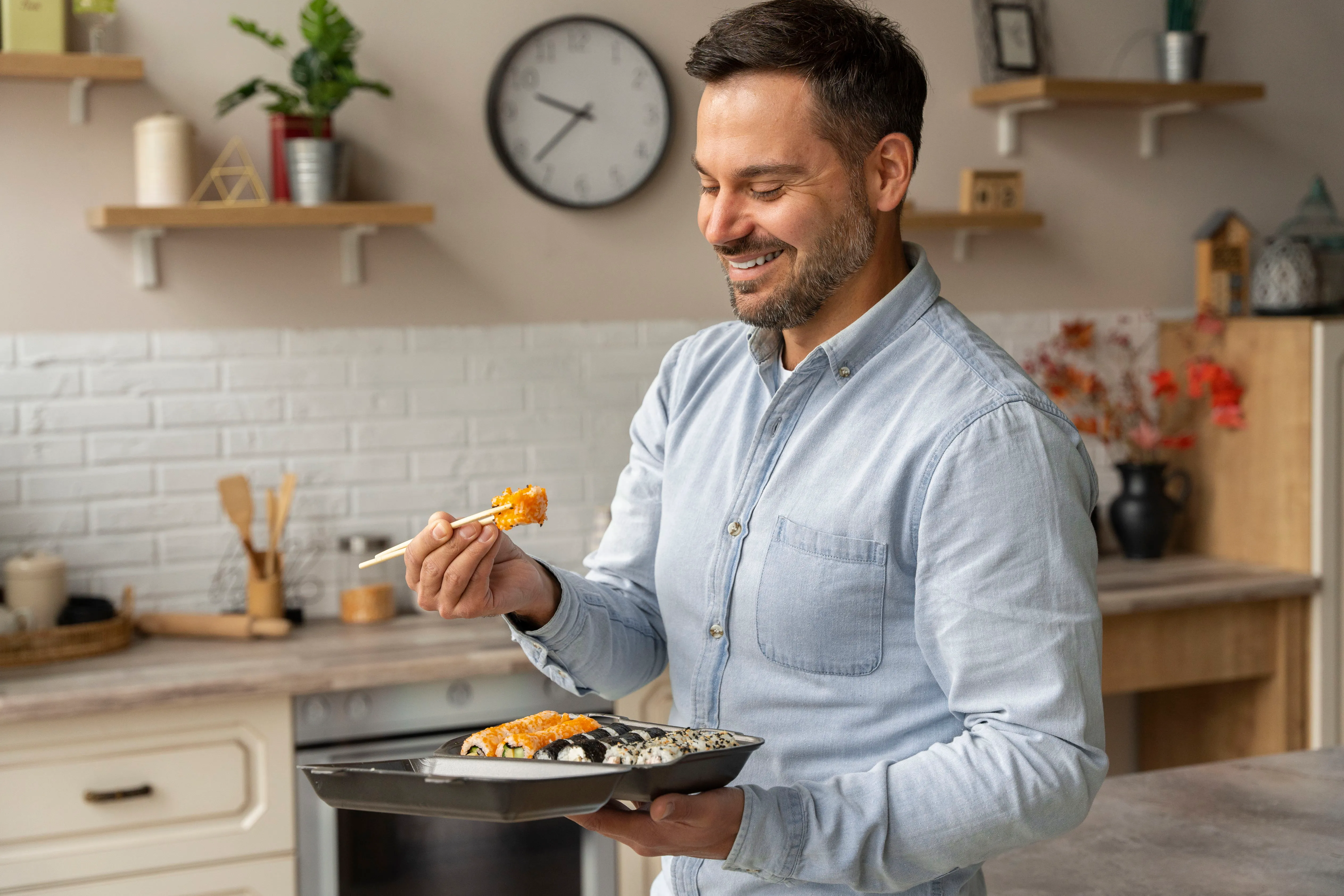 Plato de arroz blanco saludable para microbiota intestinal